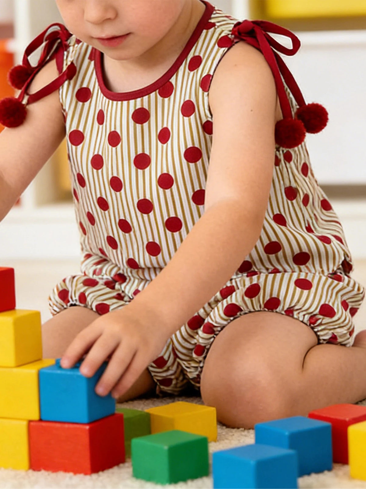 Girls' Sleeveless Dot Print Tank Top and Lantern Shorts Set