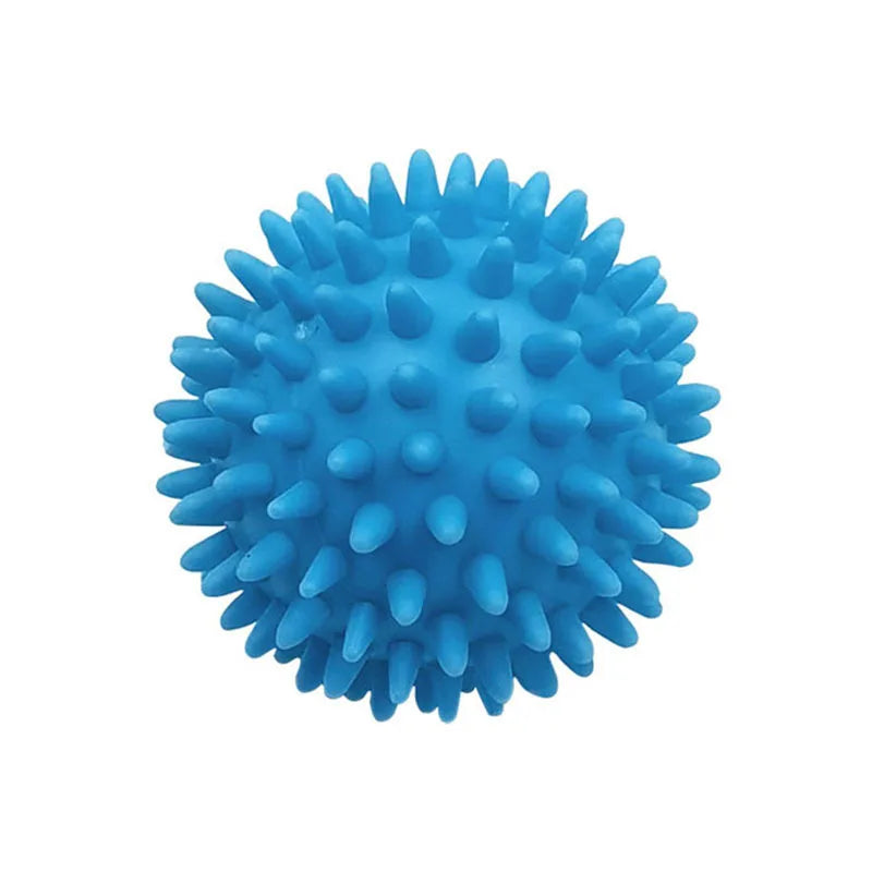 A sphere of blue reusable laundry balls used for tangle-free washing and softening.