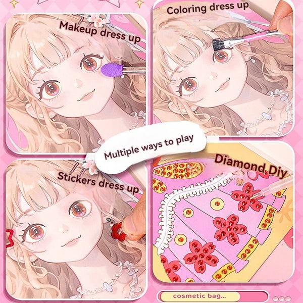 Princess DIY Craft Kit: Paper Art, Makeup & Diamond Painting