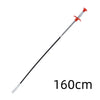 A long, thin drain auger with a claw grabber tip, colored red and black.