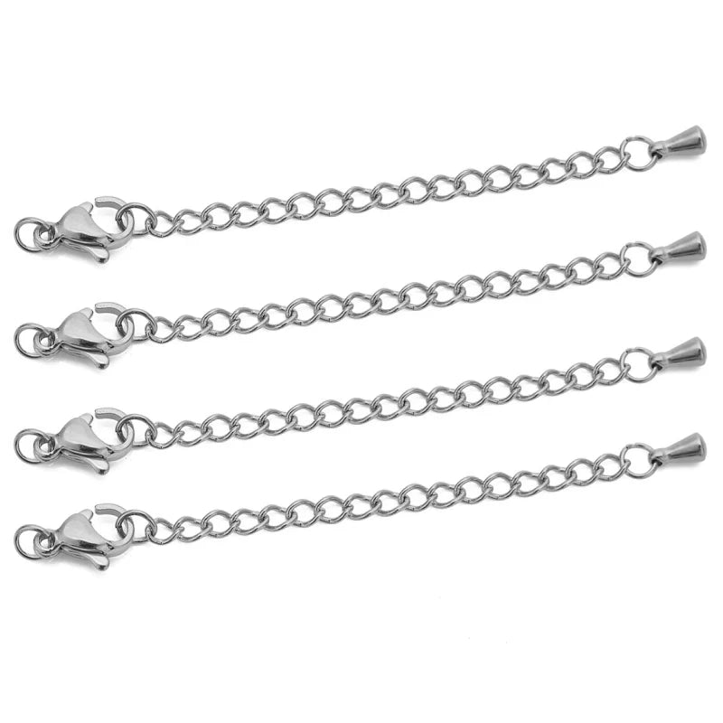 Stainless Steel Extension Chains with Lobster Clasps for Jewelry Making (10-Pack)