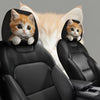Cute Orange Cat Print Car Headrest Pillow Covers (Pair)