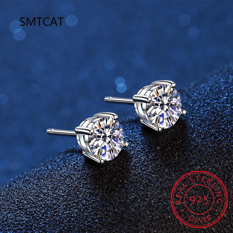 Moissanite Stud Earrings in 14K White Gold
