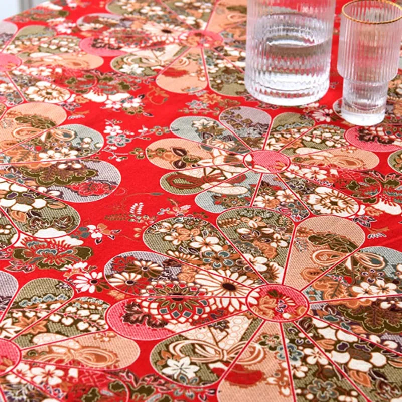 Bohemian Cotton Linen Fabric with Vintage Ethnic Print