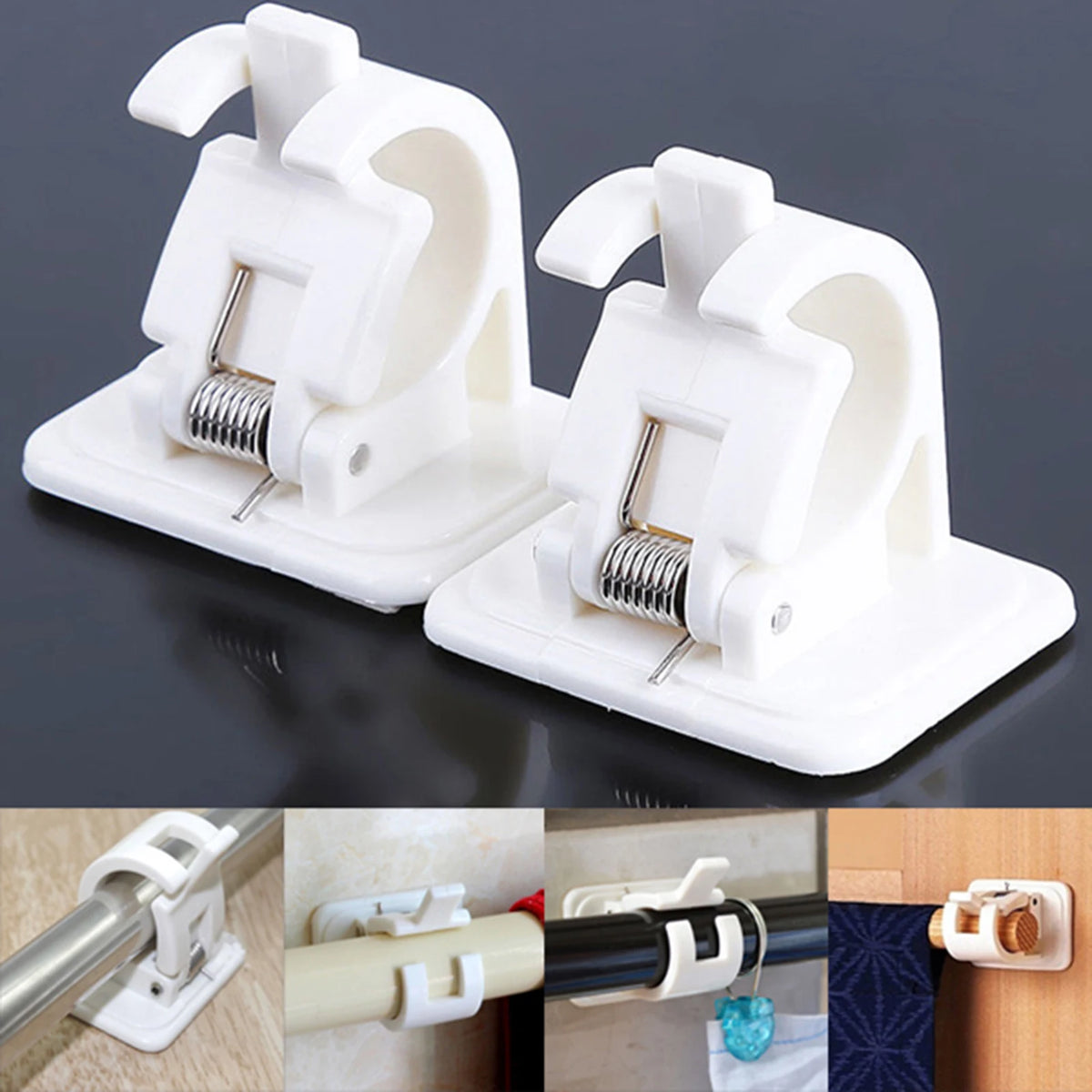 No-Drill Adjustable Metal Spring Tension Curtain Rod
