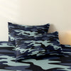 Blue-Black Camouflage Duvet Cover Set with Two Pillowcases