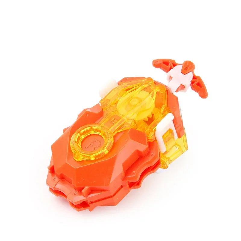 Orange and white battle spinning top with metal construction