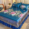 4-Piece Royal Blue Bedding Set with Bed Skirt and Pillow Covers