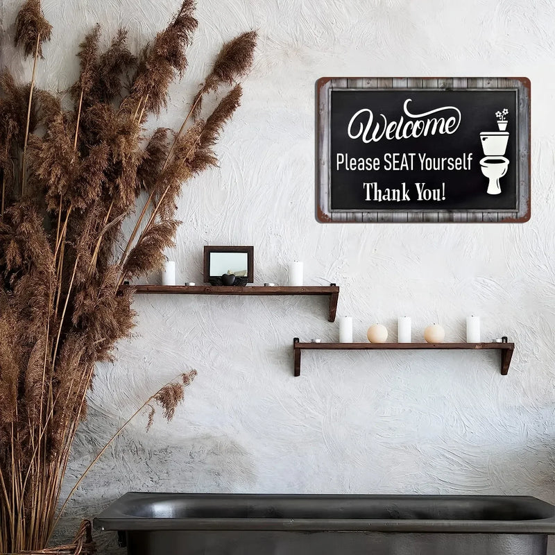 Vintage Metal Bathroom Sign - "This Is A Bathroom, Not An Internet Cafe"