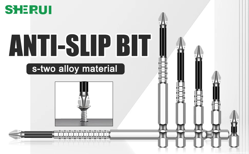Magnetic Cross Head Screwdriver Bit Set (S2 Steel, Anti-Slip)