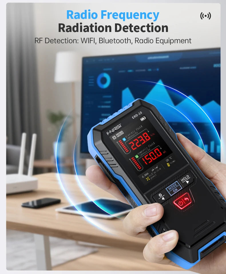 ERD-10 Multi-Function Field Safety Detector | EMF, EF & RF Meter with Alarm