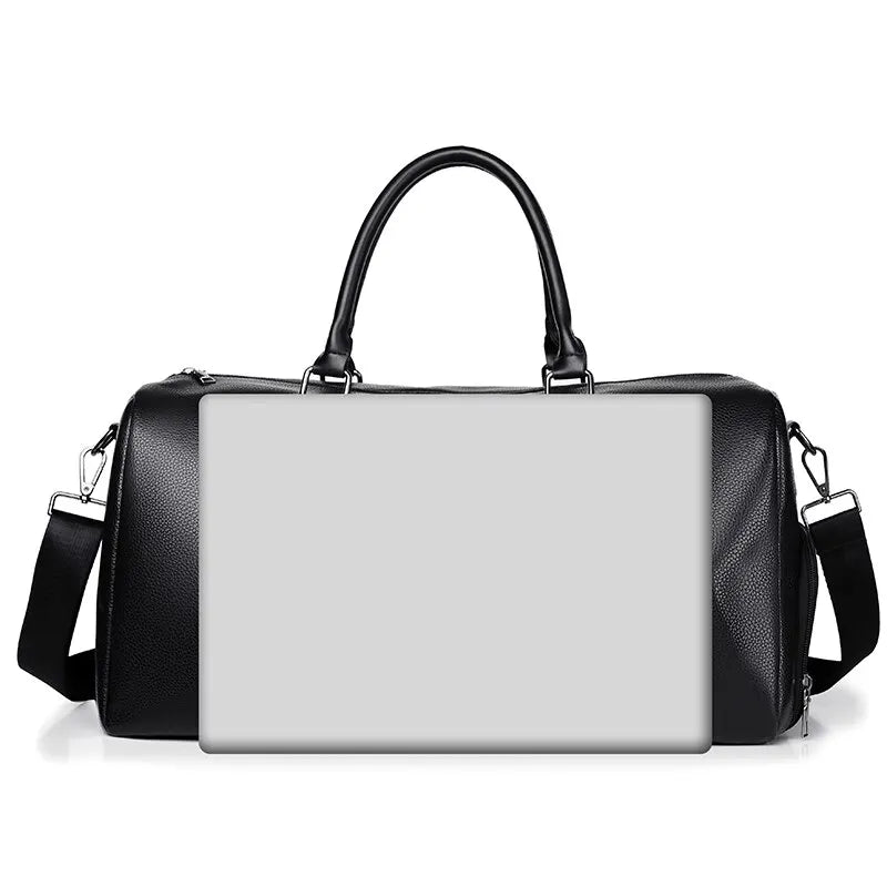 Retro PU Leather Weekender Duffel Bag with Adjustable Shoulder Strap