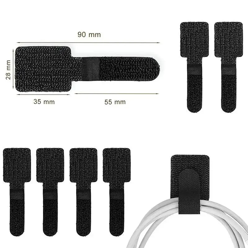 Reusable Self-Adhesive Cable Ties for Desk and Home Organization