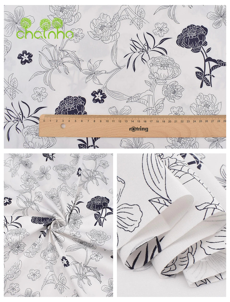 Floral Printed Twill Cotton Fabric for Quilting & Sewing – 6 Piece Set