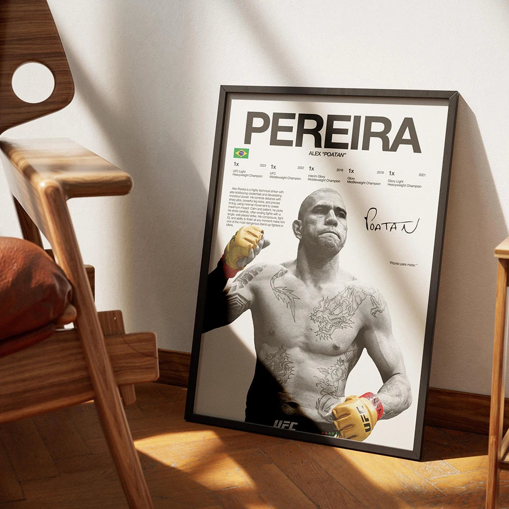 Boxing Legend Fighter Canvas Wall Art - MMA Champion Poster Print for Home Gym Decor