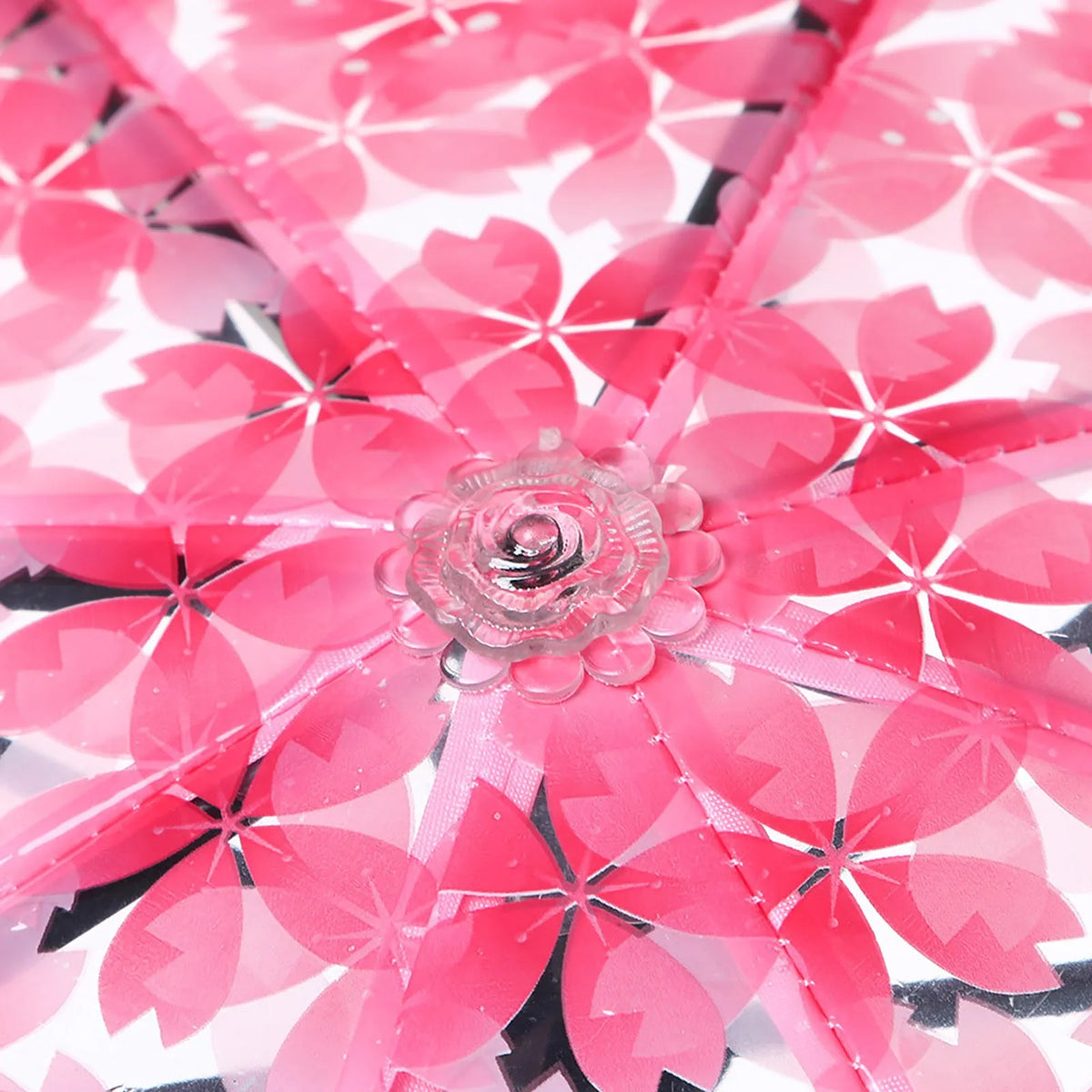 Clear Bloom Folding Umbrella with Floral Print