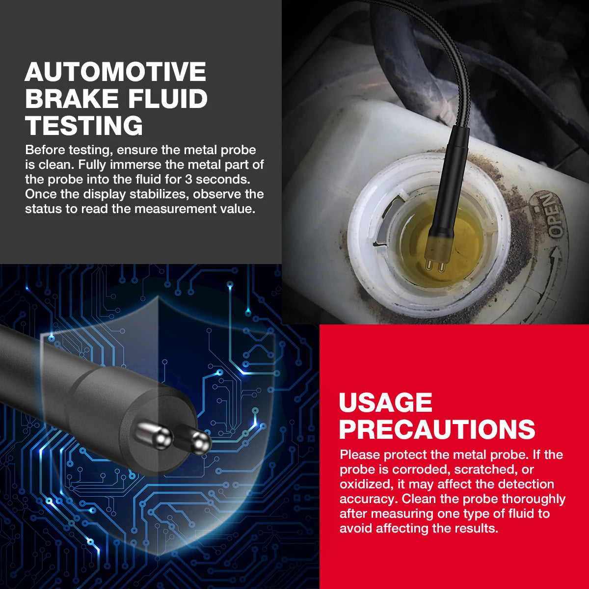 Digital Brake Fluid Tester with Backlit Display