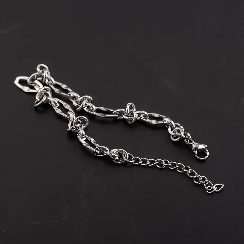 Pulsera de Cadena de Acero Titanio Unisex con Detalle de Nudo