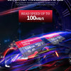 A red SanDisk Ultra microSD card is shown in motion, emphasizing ultra-fast data transmission speed.