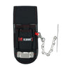 Black heavy-duty tool pouch with a belt clip and tape measure holder.
