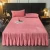 Cozy Milk Velvet Bed Skirt with Non-Slip Embroidered Trim