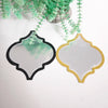 Moroccan-inspired decorative mirror wall stickers with green and gold accents