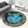 Round Non-Slip Koi Fish Pattern Plush Rug