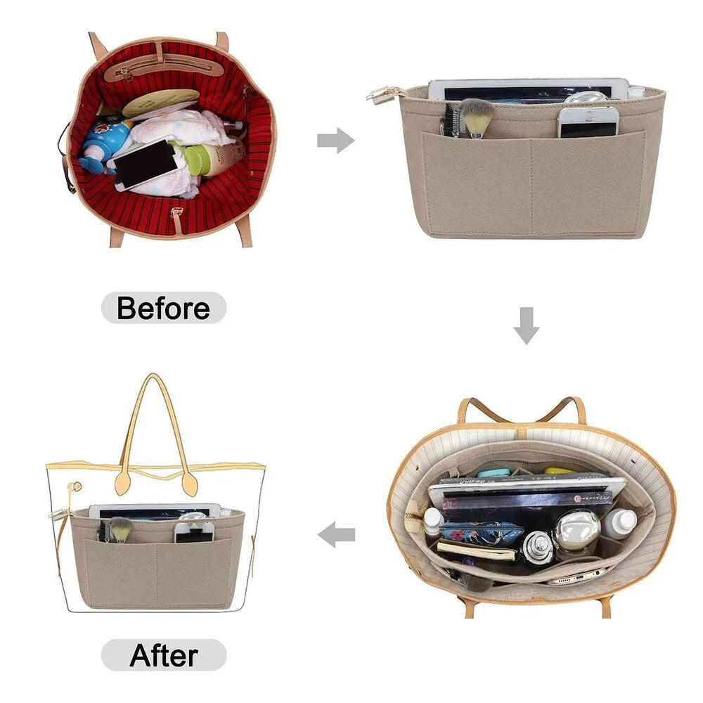 Felt Handbag Organizer with Detachable Key Chain