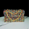 Crystal-Embellished Evening Clutch Bag with Chain Strap