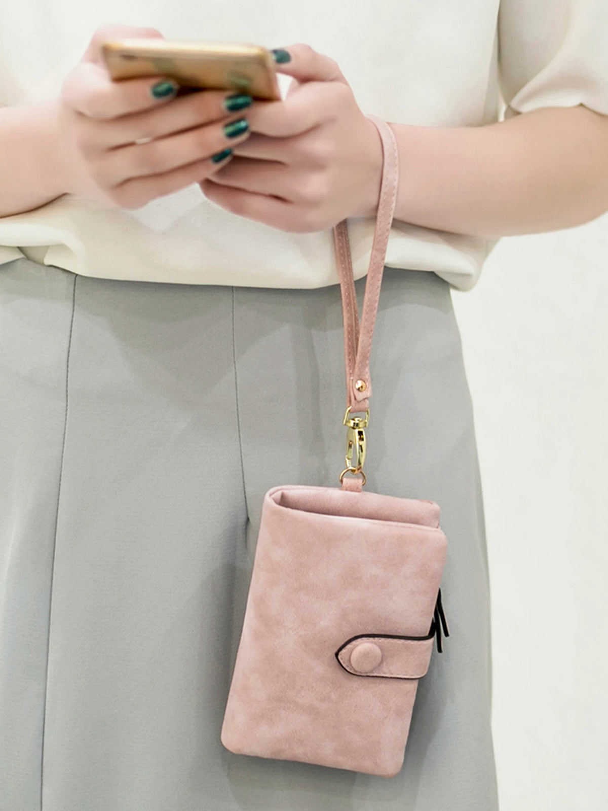 Compact Frosted Tri-Fold Wallet for Women