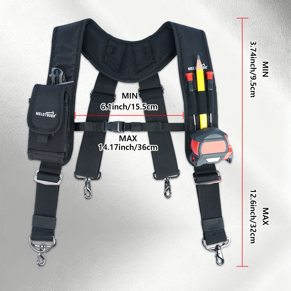 Work Suspenders with Detachable Phone Holder and Tool Belt Support