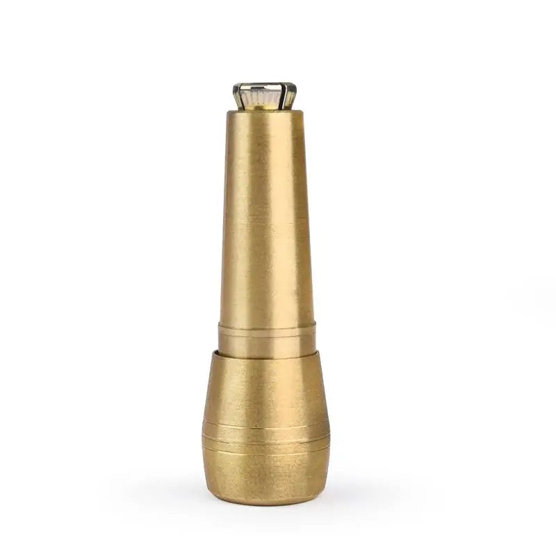 A brass leather sewing awl set with replaceable needles shown against a white background.