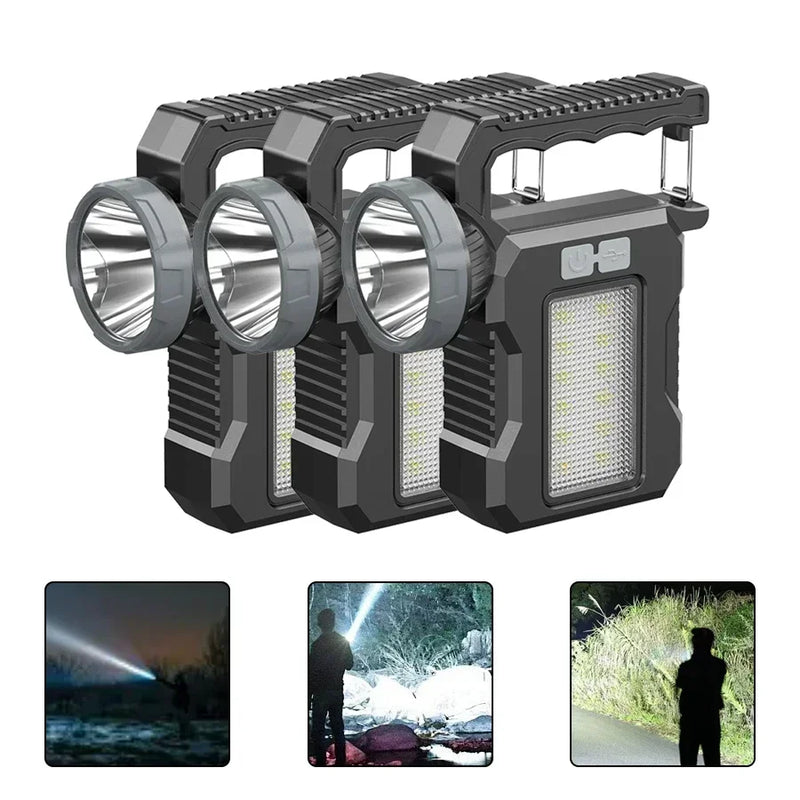 Solar-Powered LED Flashlight with USB-C Charging