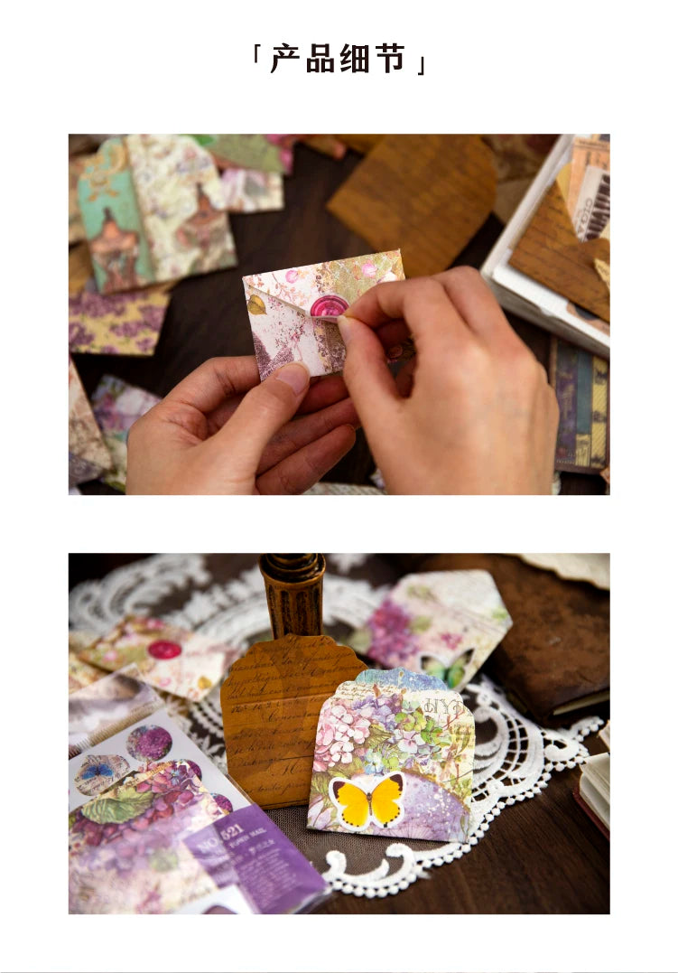 Vintage Mini Envelope Set with Seal Stickers - 40 Pack