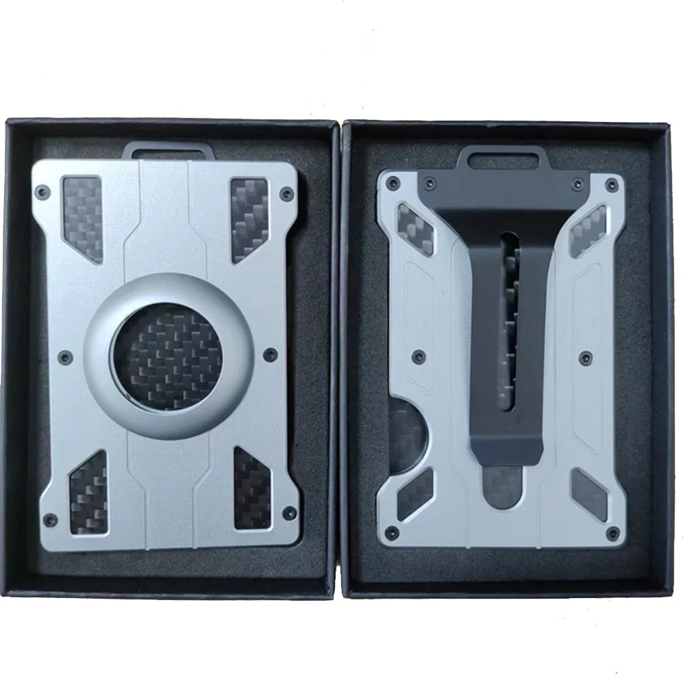 Slim Aluminum RFID Blocking Wallet with ID Window and Money Clip