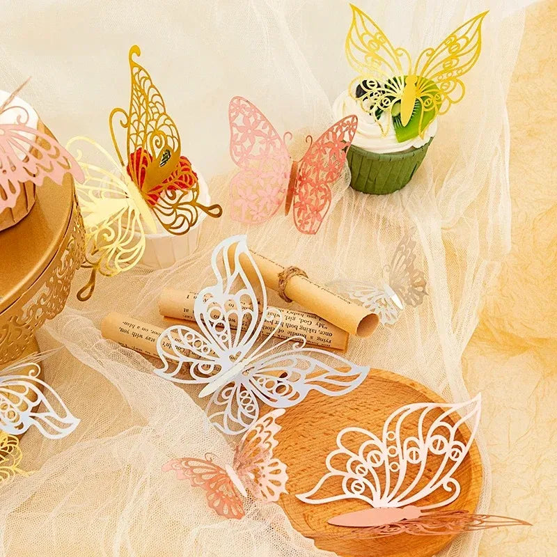 3D Rose Gold Butterfly Wall Decals for Home Decor