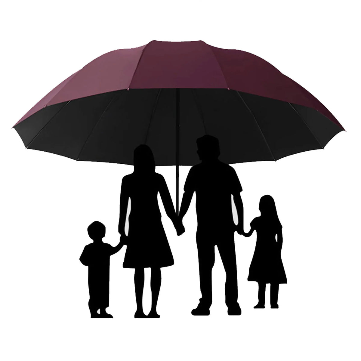 Large Manual Umbrella with Reinforced 12-Bone Frame