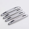 A pack of four silver car door edge protector strips shown against a white background.