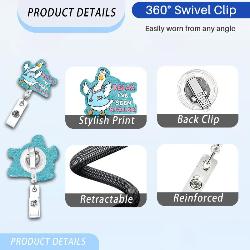 Cute Cat Acrylic ID Badge Reel with Retractable Clip