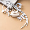 Handwoven Leather Rope Keychain with Letter Charm