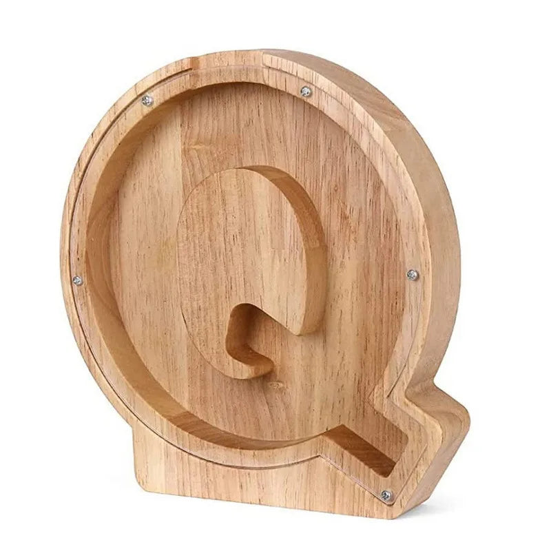 Wooden Alphabet Piggy Bank – Educational Coin Savings Box