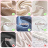 A grid showing various fabric textures including knitwear, wool, linen, polyester, denim, cotton, skin, silk, and lace.