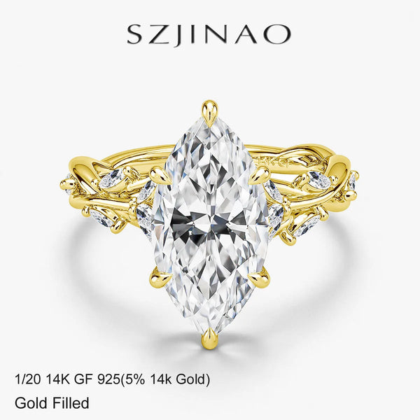 Goldbesetzte Verlobungsring mit klarem Diamant-Moissanit-Stein in 14 Karat Gold.