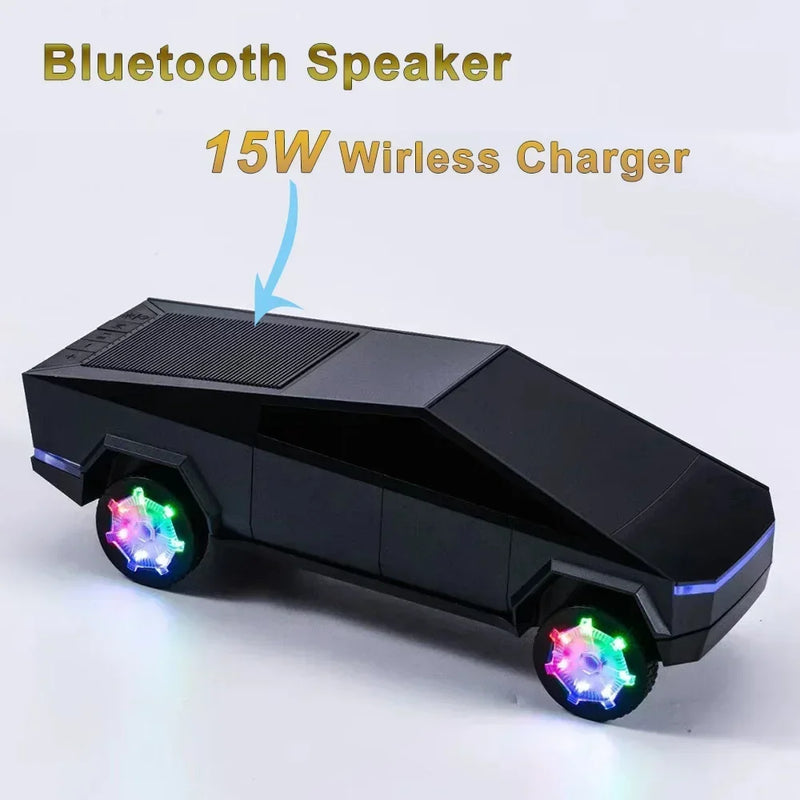 Cybertruck-Inspired Bluetooth Speaker with Wireless Charging