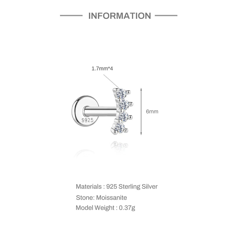 925 Sterling Silver Moissanite Bowknot Stud Earrings