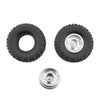 A set of four RC car upgrade wheels including soft tires and metal rims.