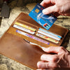 Vintage Leather Long Bifold Wallet with Snap Closure