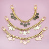 Gold and rose gold decorative chain necklace featuring flower charms for a phone strap