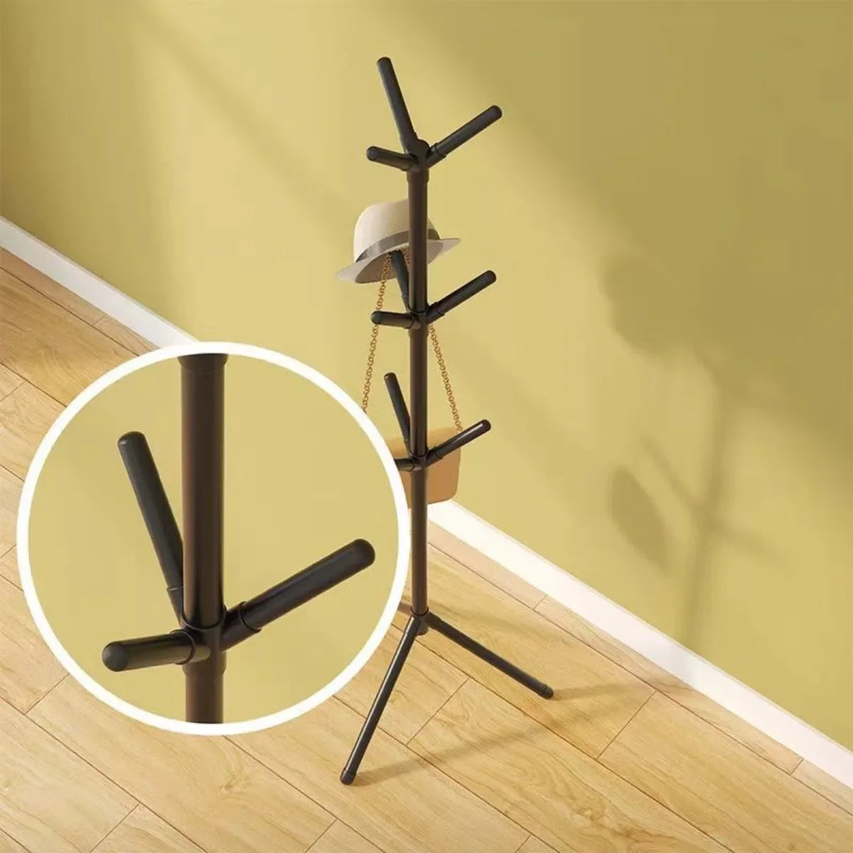 Vertical Tree Branch Coat Rack with 3 Hooks