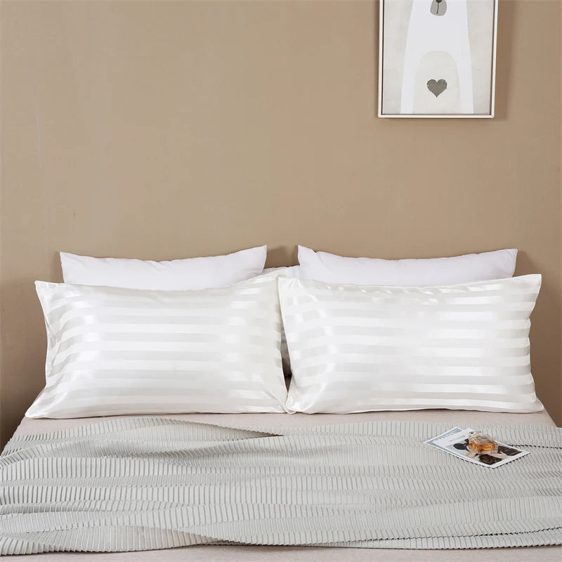 Luxurious Satin Stripe Pillowcase with Envelope Closure